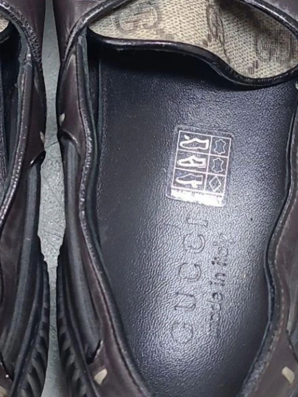 Gucci Monogram Authentic Canvas Loafers, Size 8.5